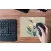 Paradijsvogelbloemen - Blauwgroene bladeren - Beige muismat rubber klein -toetsenbord