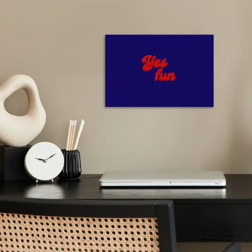 Blauw - Rood - Yes fun - 3D poster papier klein -sfeer1