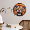 Leeuw - Graffiti - Dieren - Zwart Wandcirkel kunststof plaat 5mm dik klein -sfeer4