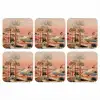 Roze landschap - Palmen - Water onderzetter kurk middel -3d