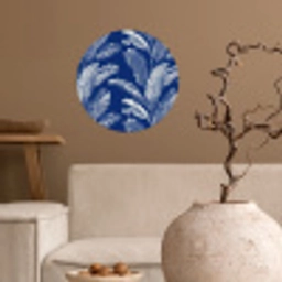 Blad - Palm - Blauw Wandcirkel behangsticker klein 186 -sfeer1