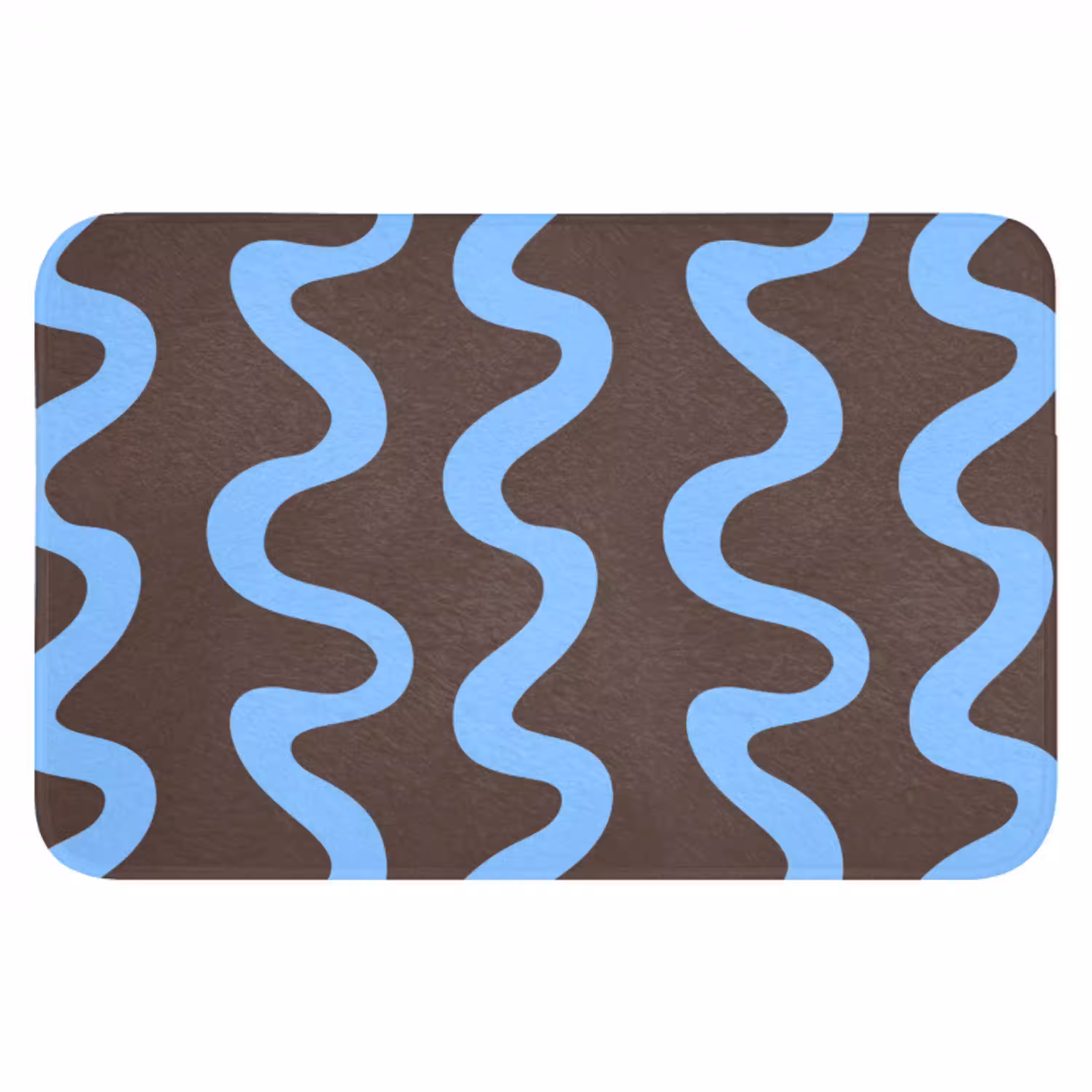 Kronkelende lijnen - Blauw - Bruin - Minimalistisch Badmat klein 997 -3d