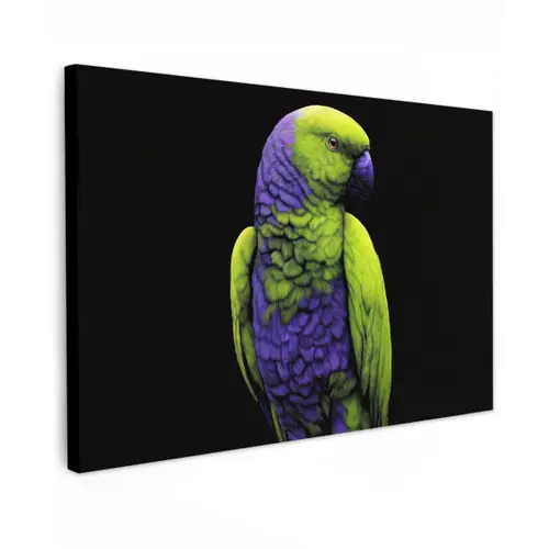 Papegaai - Veren - Opvallend - Groen canvas 2cm klein -z3d