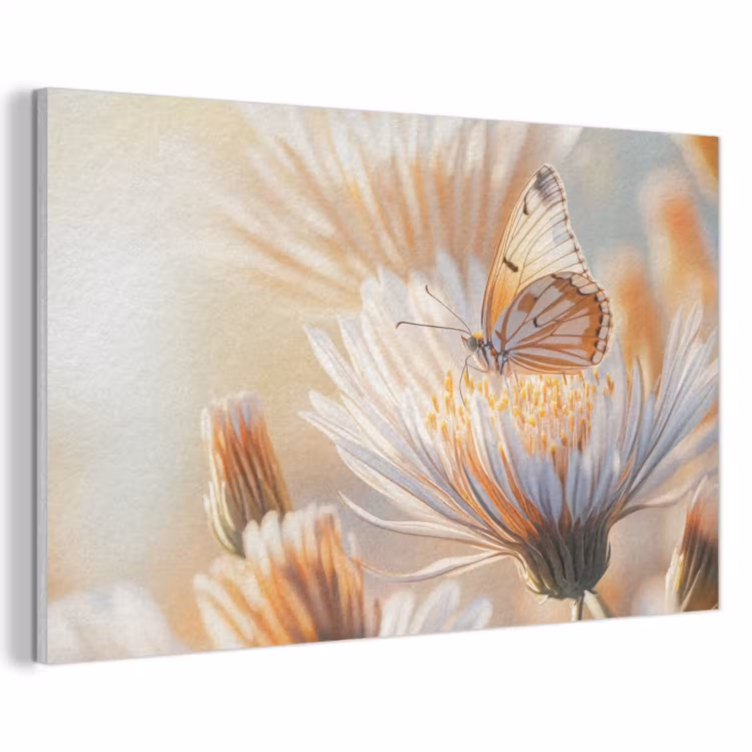 Akoestisch schilderij - Vlinder - Bloem - Oranje