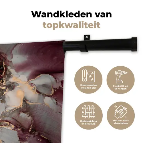 Goud - Marmer - Paars Wandkleed katoen klein -sfeer2