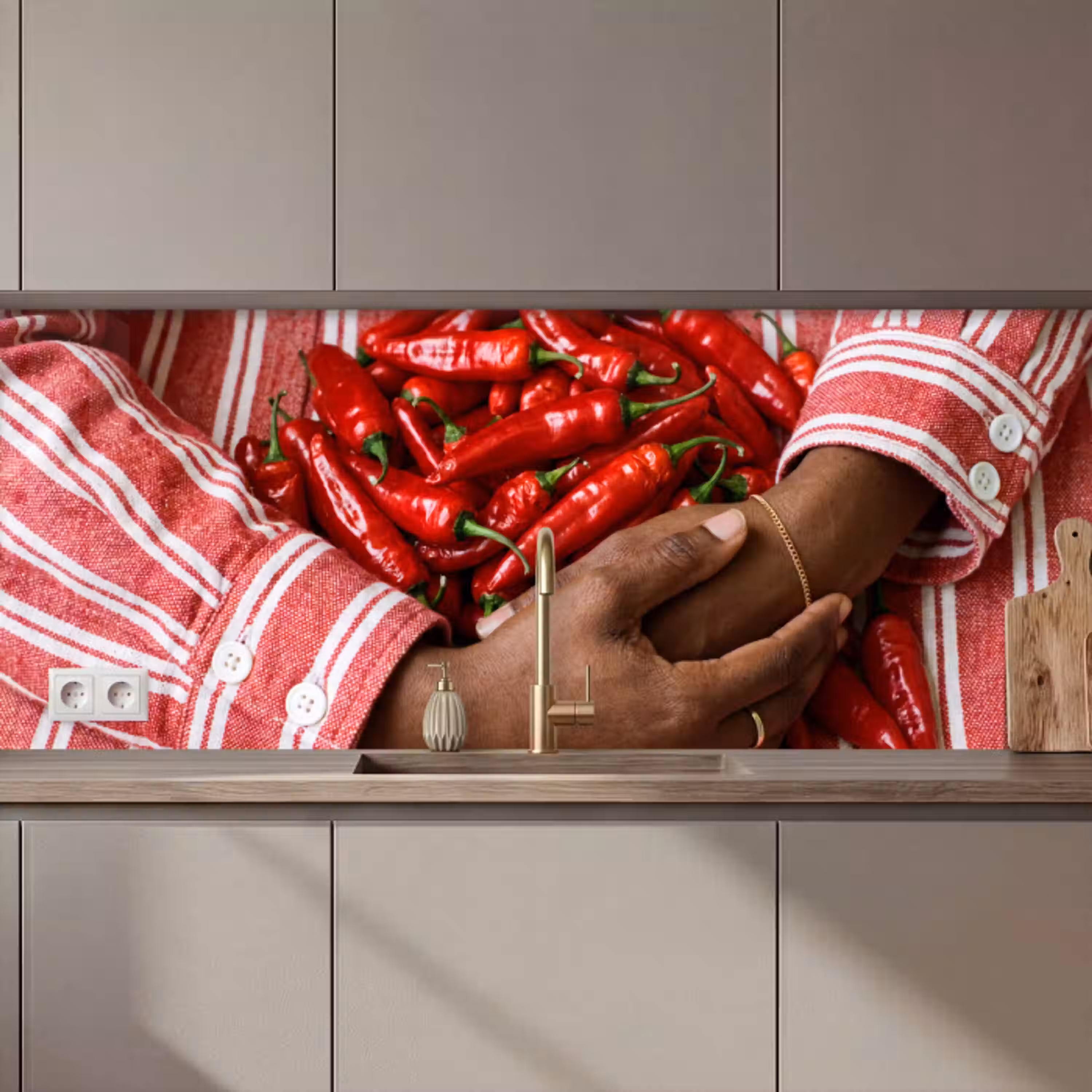 Chilipepers - Rood - Handen keuken achterwand 2 middel zz_3dshopping