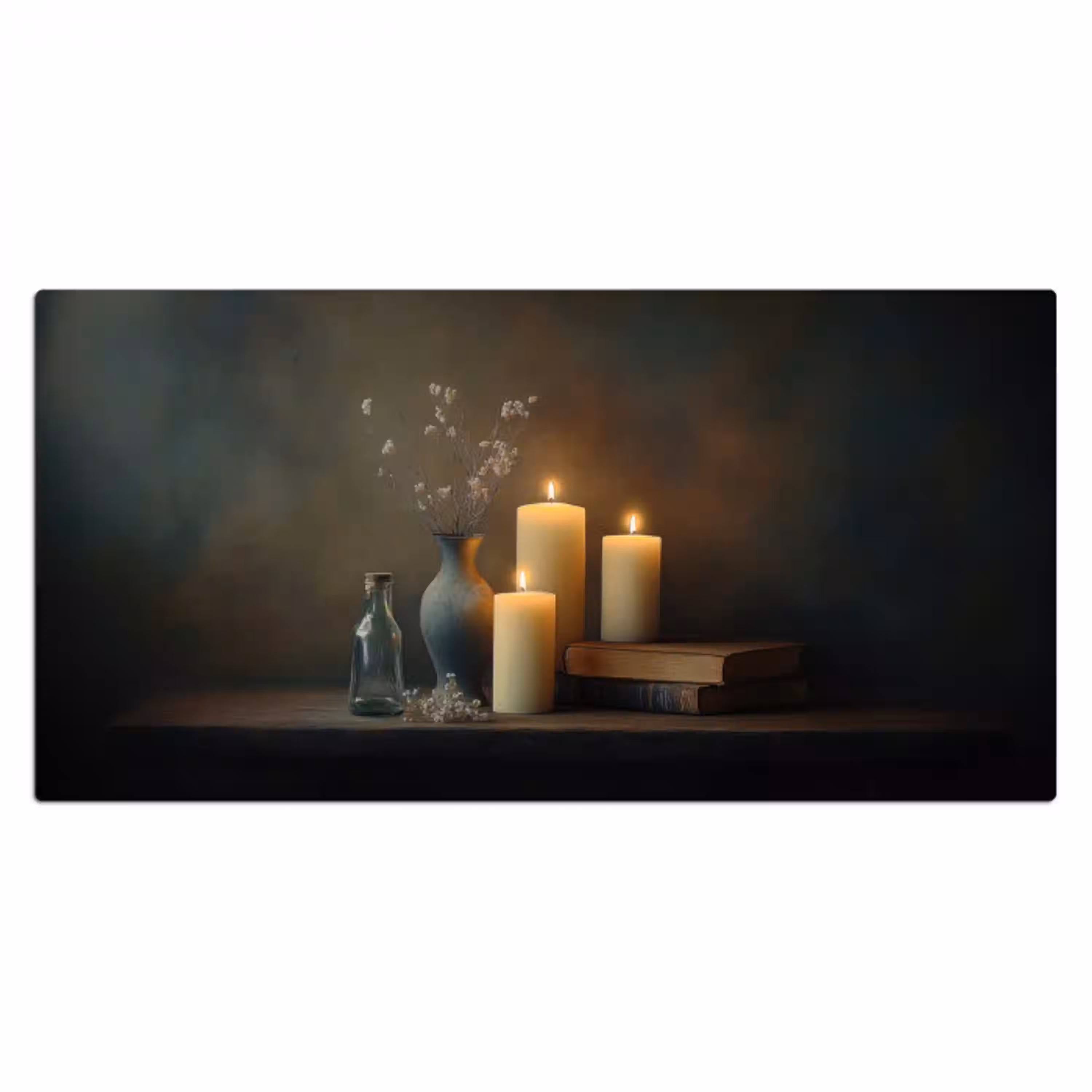Kaarsen - Stilleven - Rustiek - Boeken Muismat XXL klein -3d_leeg
