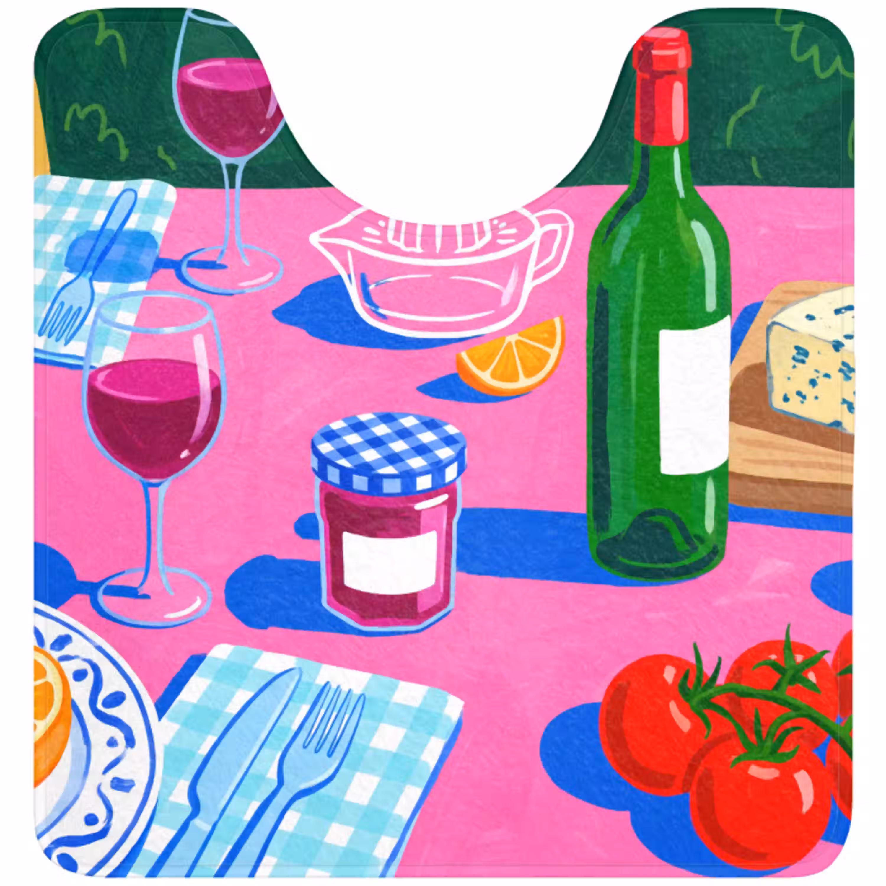 Eten - Tafel - Illustratie WCmat U-uitsnede middel -3d