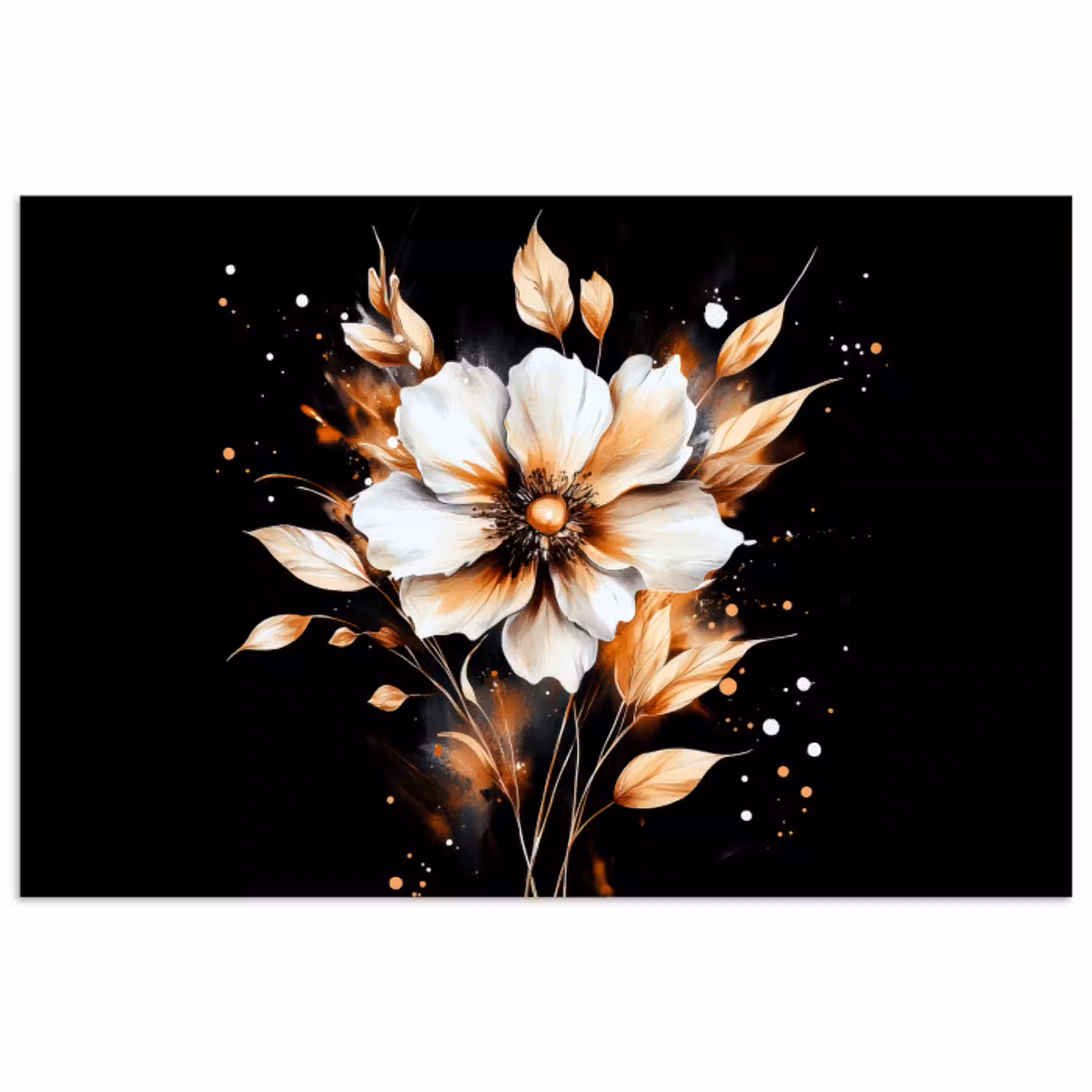 Bloem - Verf - Goud - Graffiti - Modern poster papier klein -3d