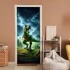 Dino - Jongens - Groen - Blauw - T-Rex deurposter klein -sfeer1
