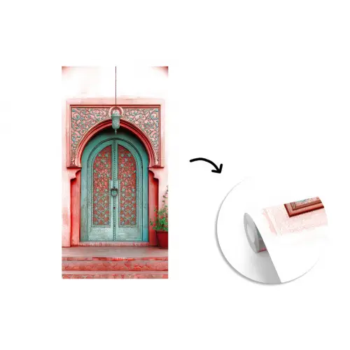 Lantaarn - Deur - Turquoise fotobehang vinyl groot -3d