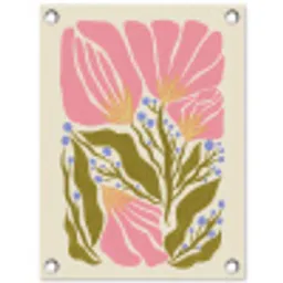 Bloemen - Bladeren - Abstract - Roze tuinposter los doek klein -3d