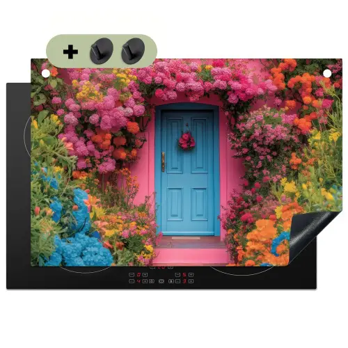 Bloemen - Deur - Roze Inductie beschemer met haakjes klein -3d