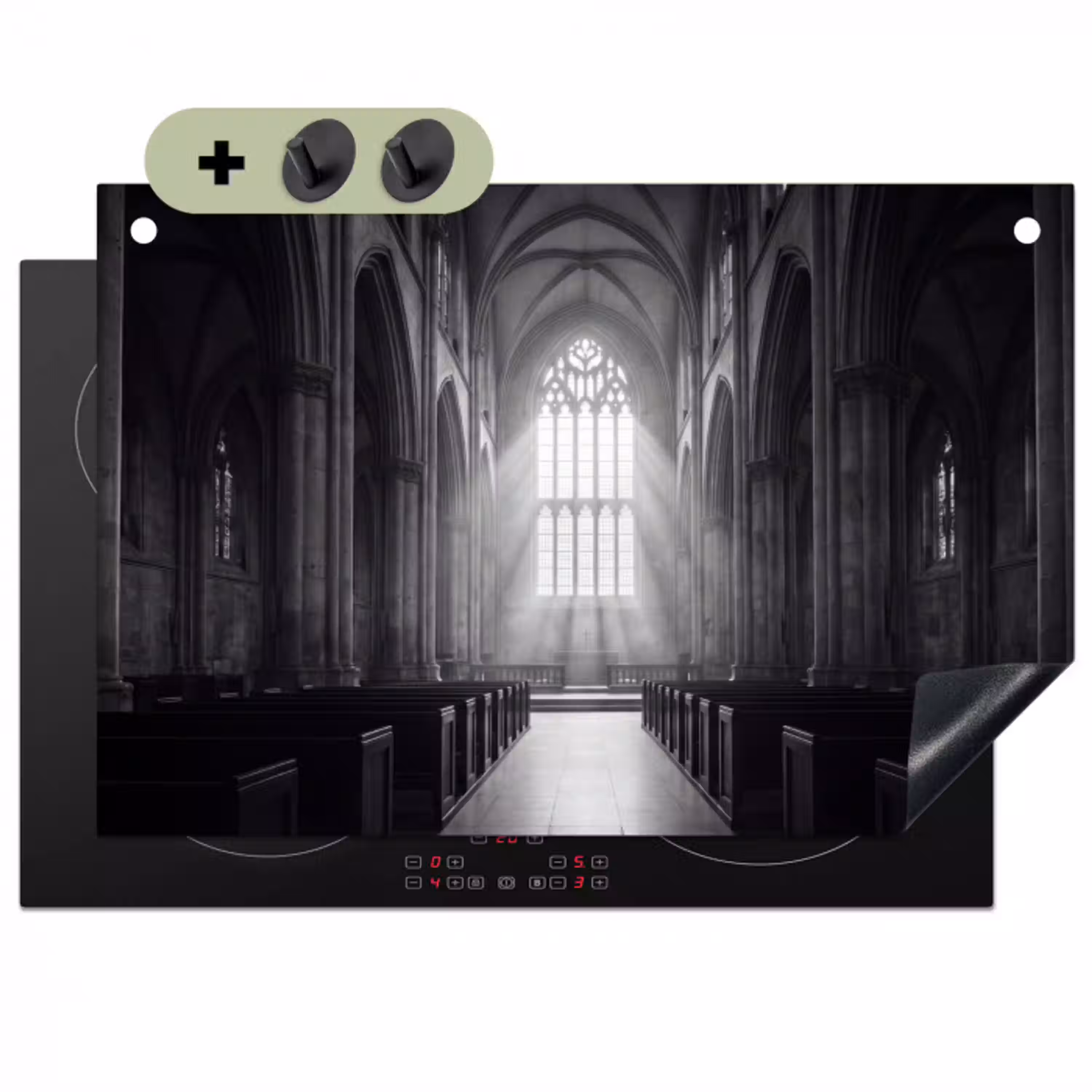 Kerk - Interieur - Lichtstralen - Architectuur - Klassiek Inductie beschemer met haakjes klein -3d