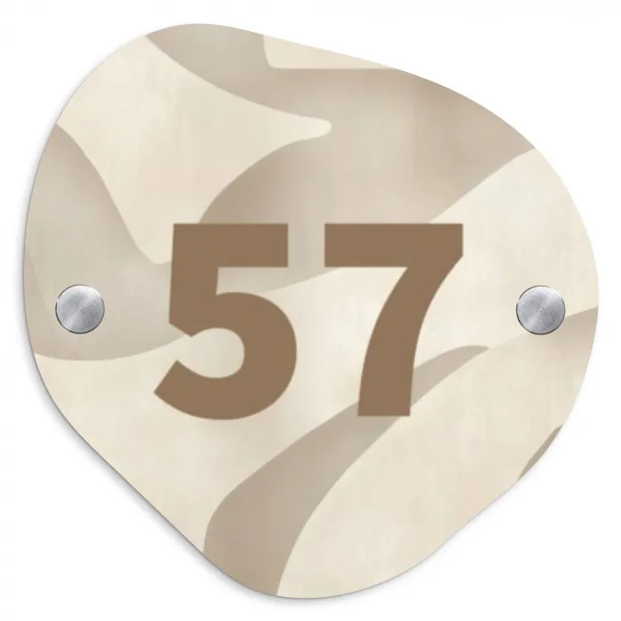 Beige organisch - Traditioneel Naambord Organisch middel -3d