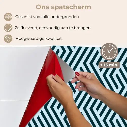 Patroon - Blauw - Lijnen - Zigzag keuken achterwand spatscherm klein 900 -spatscherm_NL