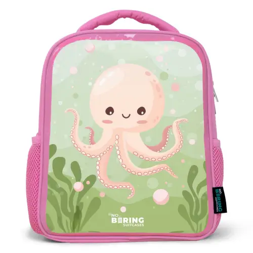 Roze octopus met een lach Kinderrugzak - Roze middel -3d