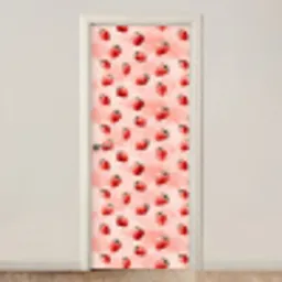Aardbei - Patroon - Roze deurposter klein 289 -3d_beige