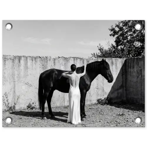 Vrouw - Paard - Artistiek tuinposter los doek klein -3d