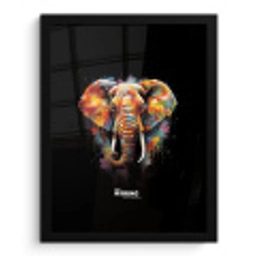 Olifant versierd met kleurrijke spetters fotolijst zwart zonder passe partout klein -3d