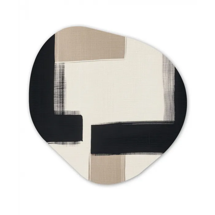Zwart - Abstract - Japandi Wandcirkel Organisch Aluminium middel -3d