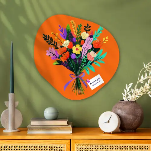 Kaartje - Boeket - Bloemen Wandcirkel Organisch Aluminium middel -sfeer2