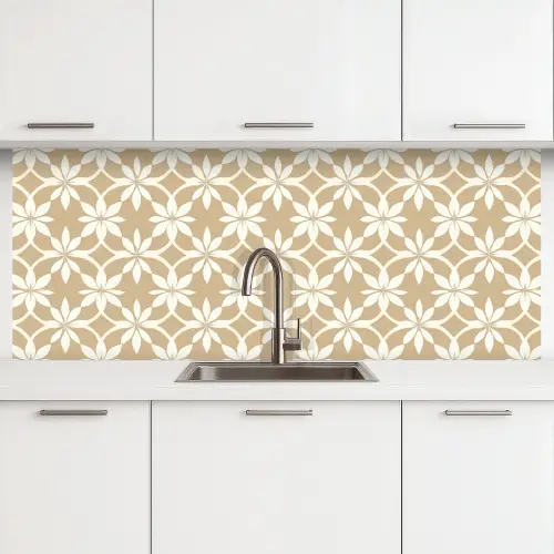Bloemen - Patroon - Beige keuken achterwand 2 middel 871 -3d