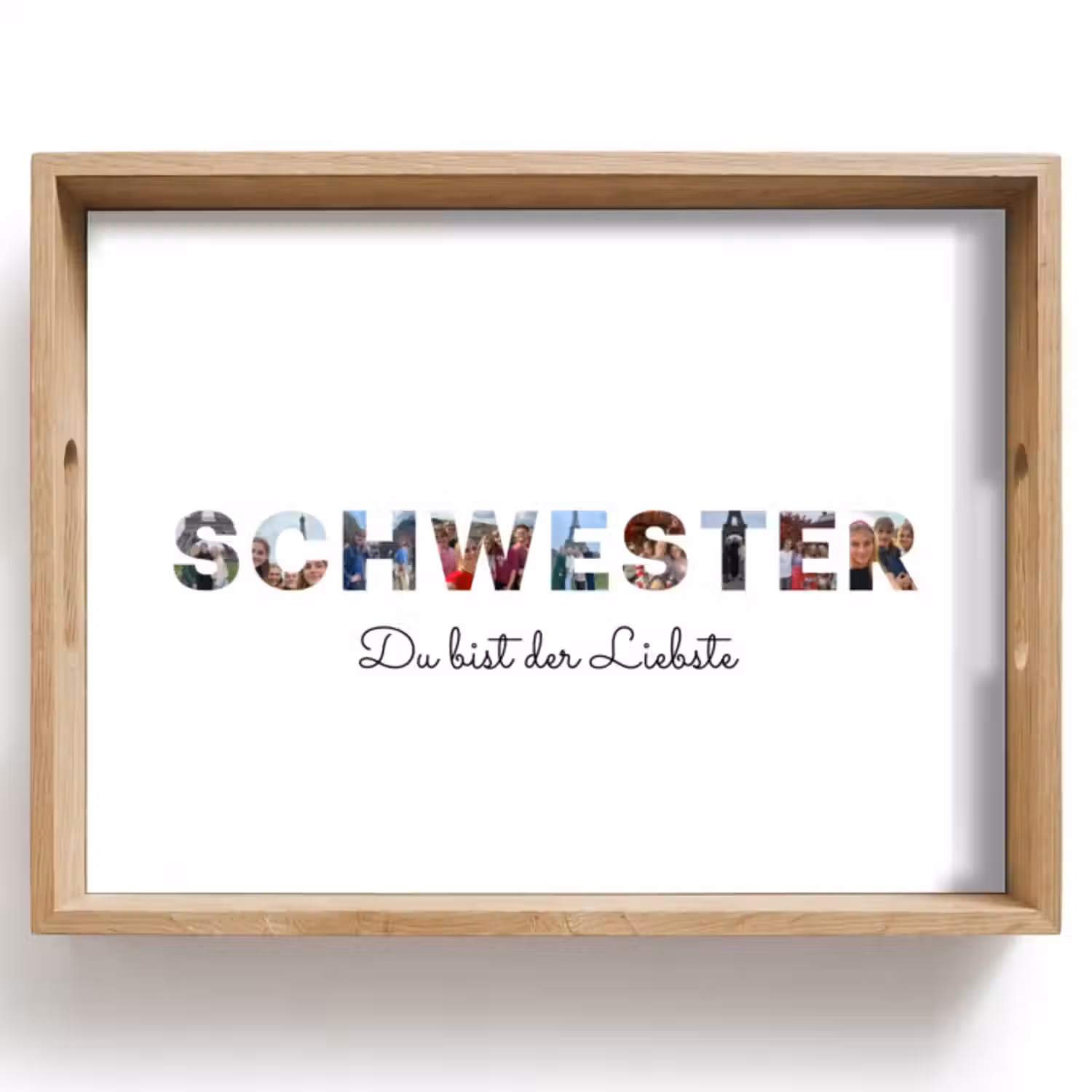 Personalisierte Tablett - Schwester - Buchstaben-Collage