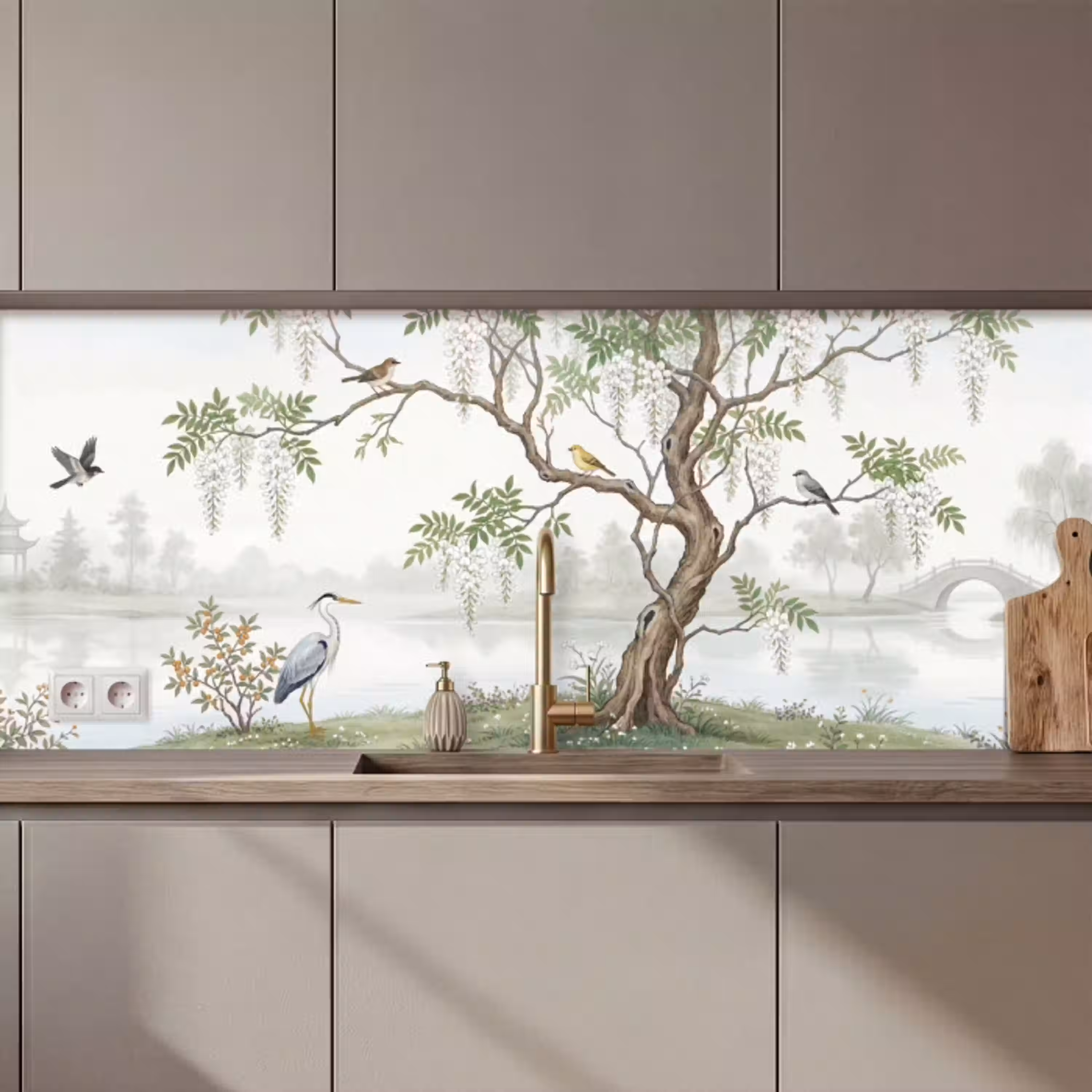 Reiger - Landschap - Groen keuken achterwand 2 middel zz_3dshopping