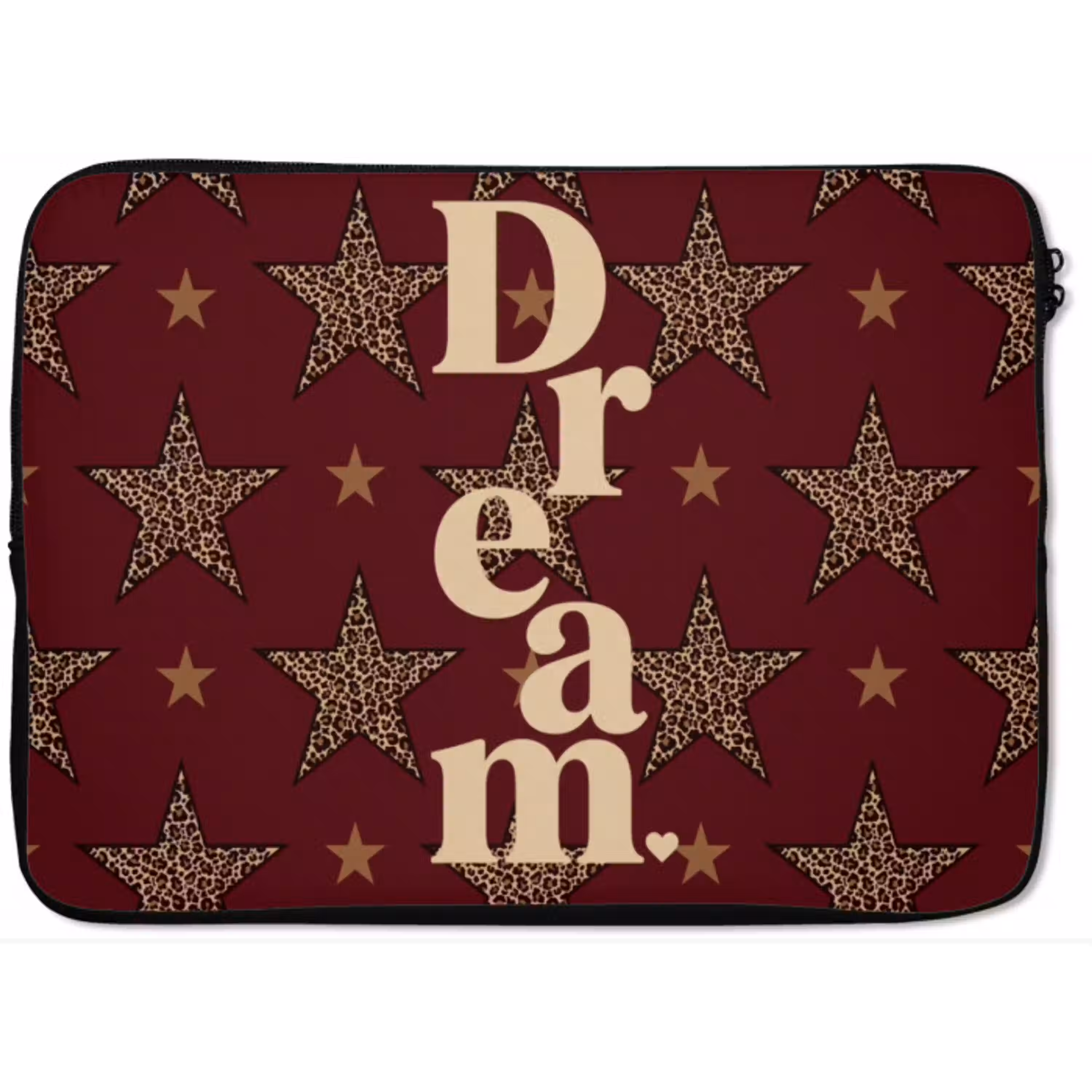 Sterren - Luipaardprint - Dream - Bordeaux laptophoes neopreen klein -zkaufland3dotto