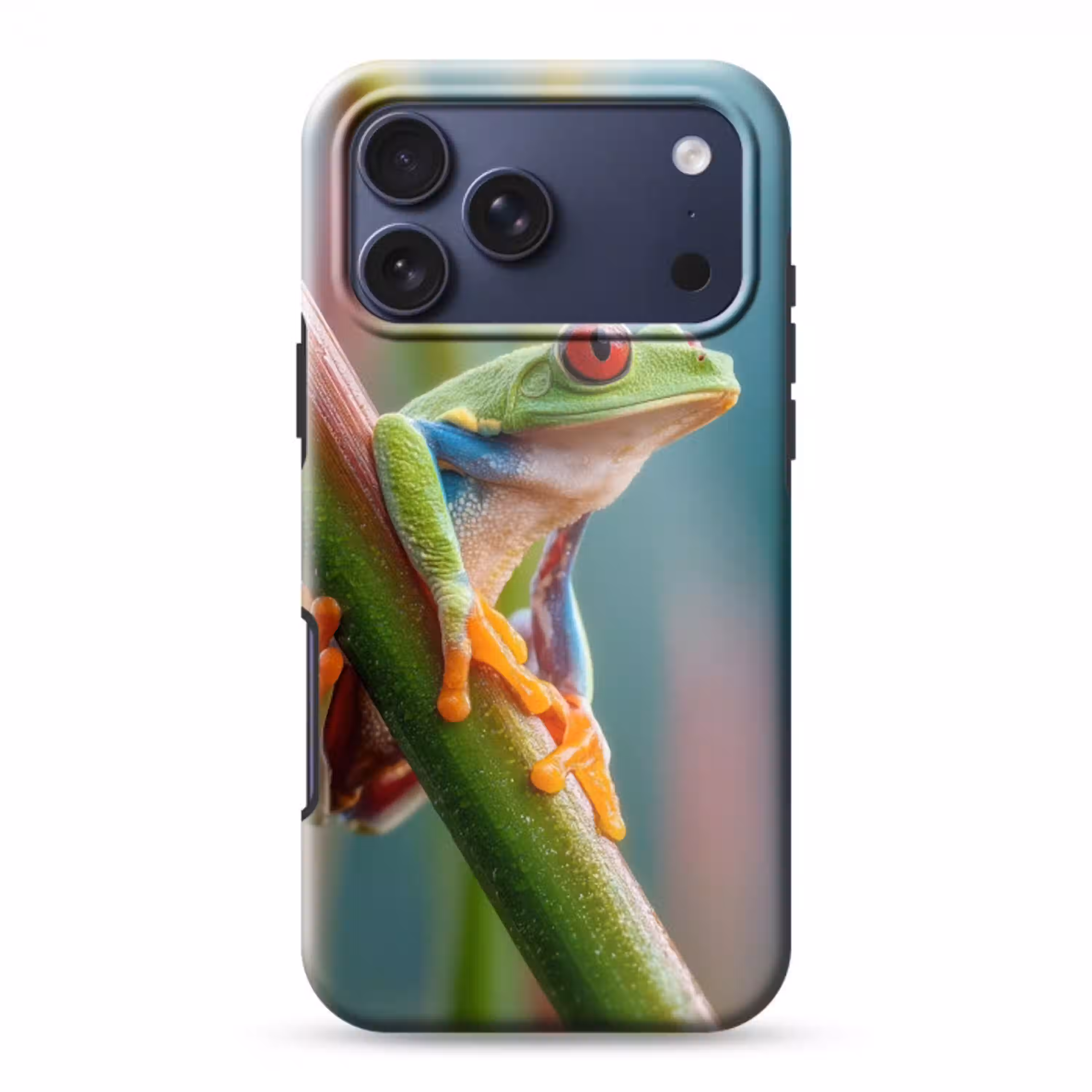 Kleurrijke kikker - Groene stengel - Alert Toughcase MagSafe Apple iPhone 17 Pro Max klein -3d
