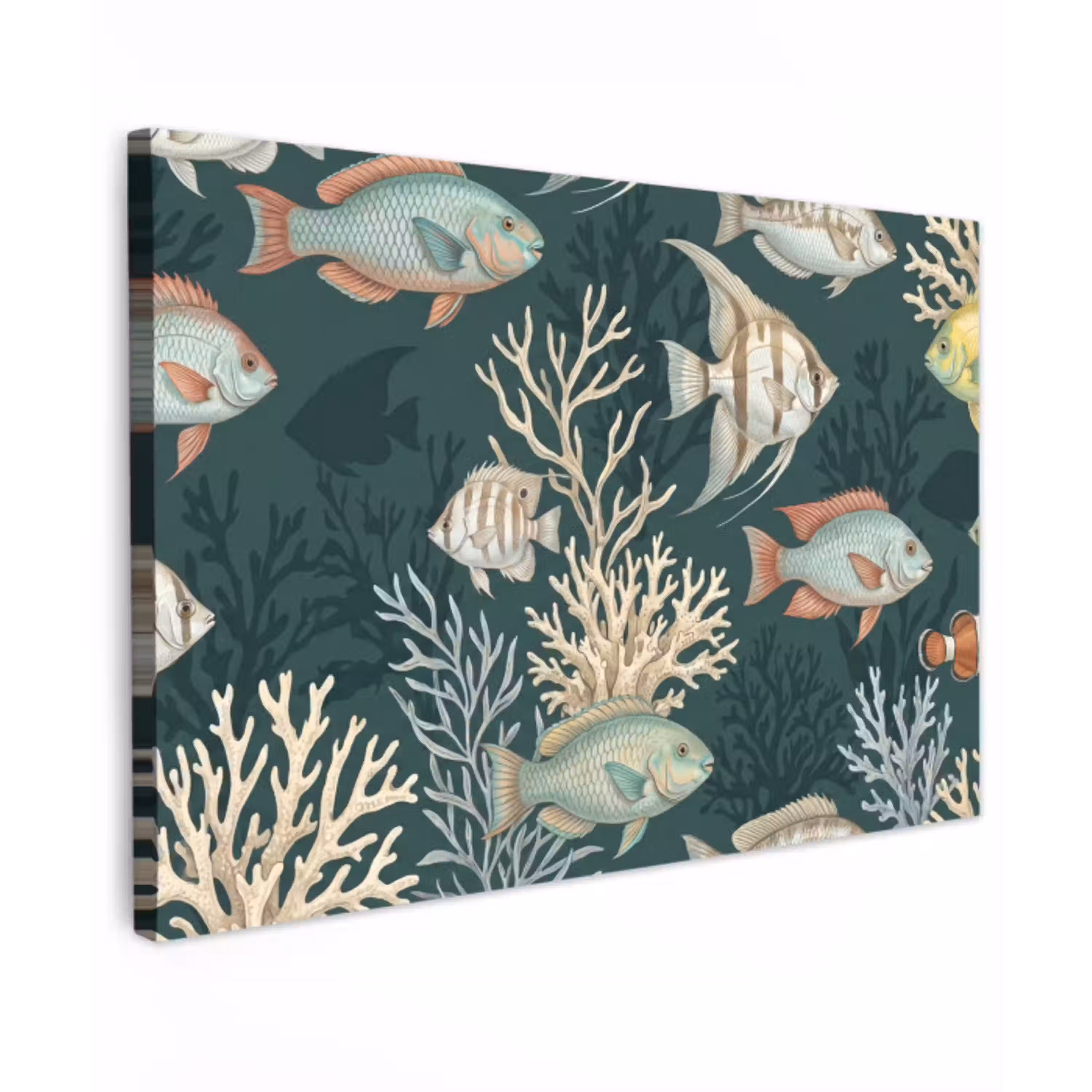 Vis - Koraal - Onderwater - Illustratie Tuinposter op houten frame 2 cm dik klein -3d