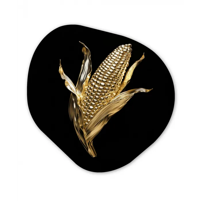 Mais - Eten - Goud - Zwart Wandcirkel Organisch Forex 3mm klein -3d