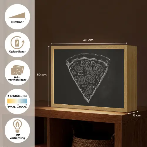Pizzapunt - Toppings - Krijttekening Light Box met batterij (Wandlamp) middel -USP_websiteoverzichtNL