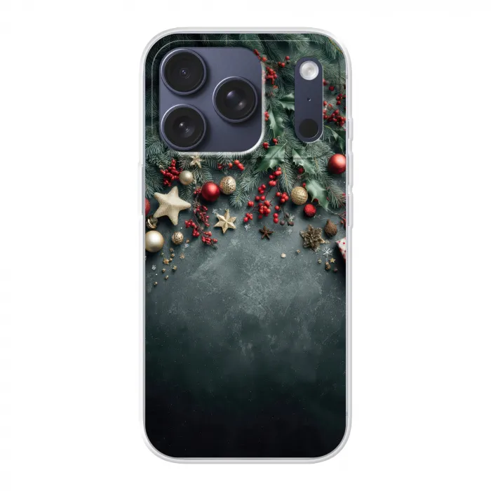 Kerstomlijsting - Hulst - Kleurrijk Telefoonhoesje iPhone 17 Pro klein -3d