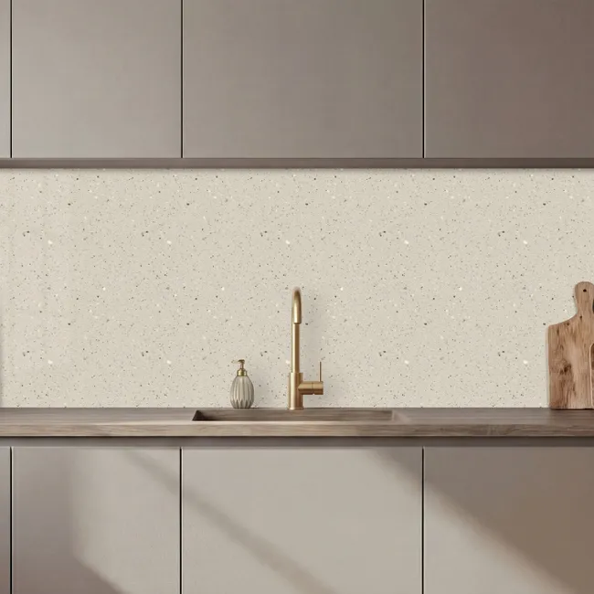 Keuken achterwand - Lichtbeige - Terrazzo - Grijs