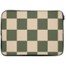 Schaakbord print - Groen - Beige - Blokjes laptophoes neopreen klein -zkaufland3dotto