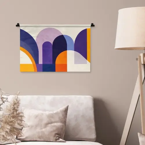 Vormen - Abstract - Grafisch - Oranje Wandkleed katoen klein -sfeer4