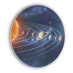 Ruimte - Zonnestelsel - Blauw Akoestische PET Vilt - Rond klein -3d