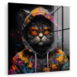 Kat - Jas - Graffiti - Bril - Zwart plexiglas 5mm klein -zzzproduct_nieuw