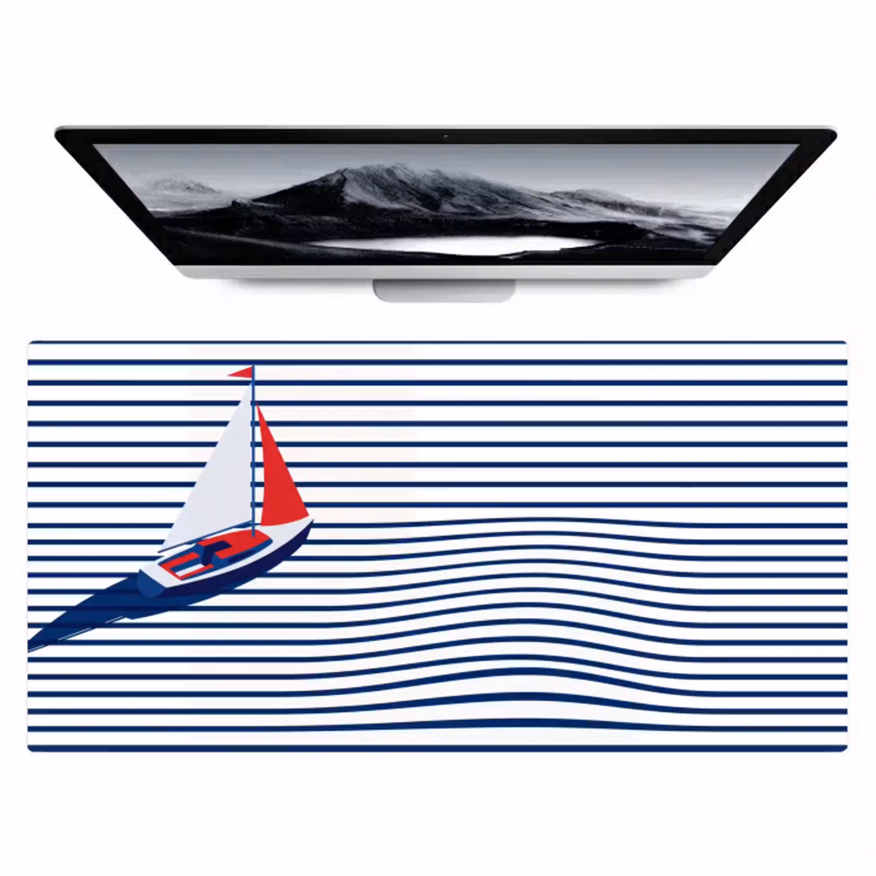 Boot - Water - Abstract - Blauw Muismat XXL klein -zzz3d