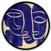 Okergeel - Blauw - Eenvoudige lijnen Fotolijst rond zonder passe partout klein -3d