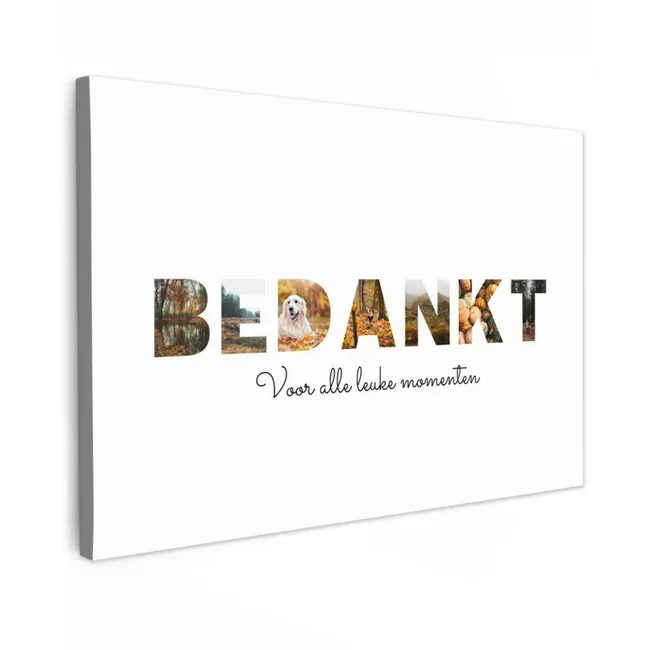 Gepersonaliseerd buiten canvas - Bedankt - Lettercollage