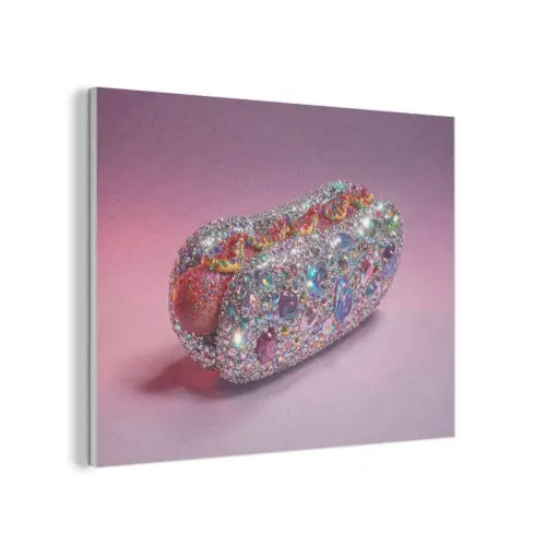 Hotdog - Steentjes - Glitters - Paars PET vilt klein -3d