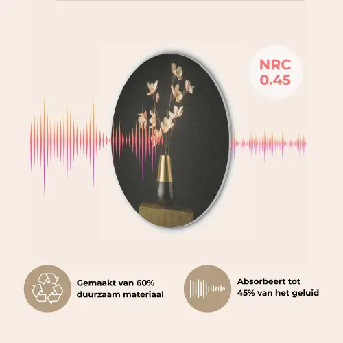 Sierlijk - Boeket - Goud - Vaas Akoestische PET Vilt - Rond klein -USP_NL