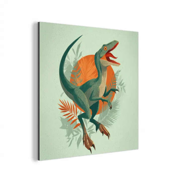Dino - Bladeren - Grafisch - Groen aluminium wit klein -3d