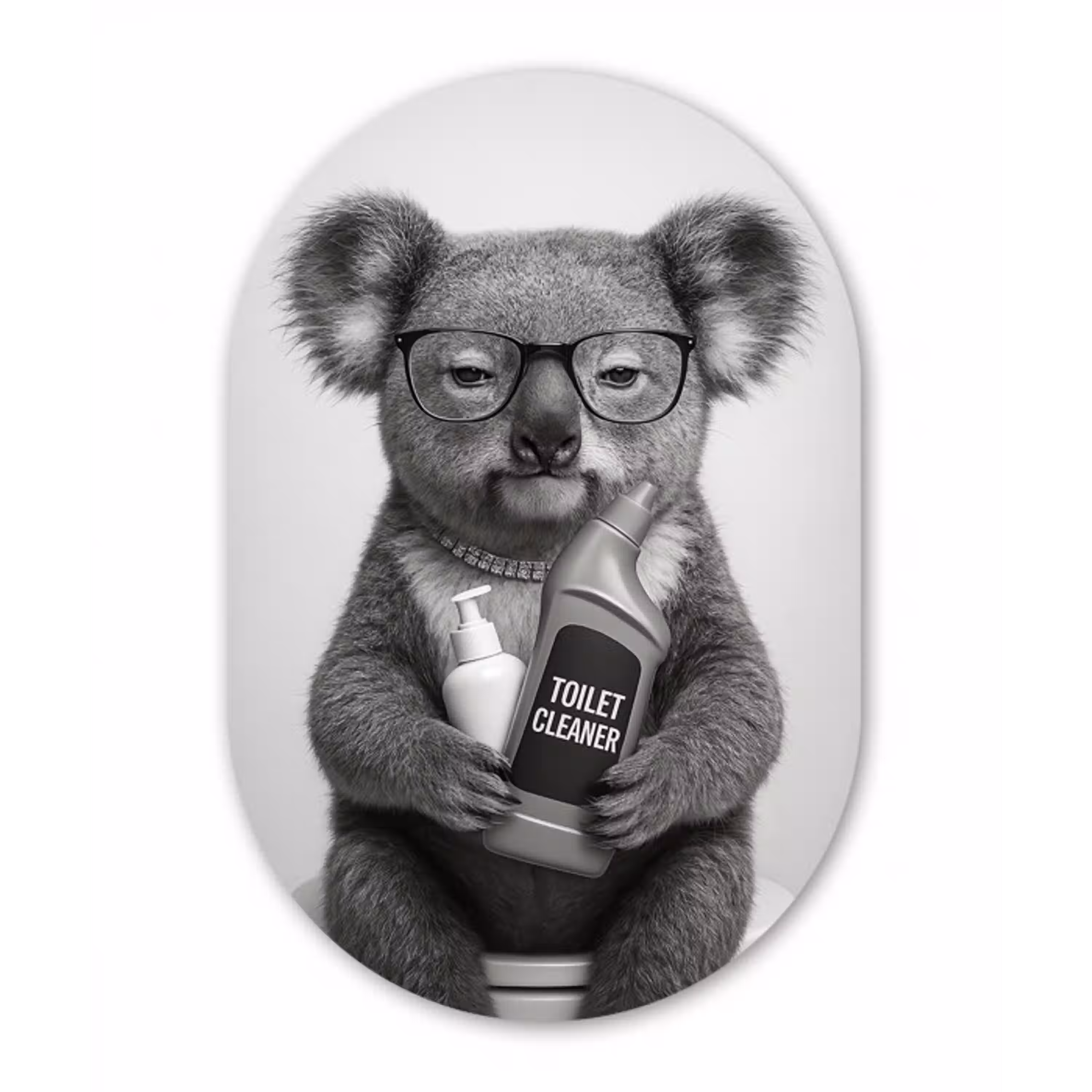 Koala - Bril - Toilet Wandcirkel Ovaal Aluminium middel -3d