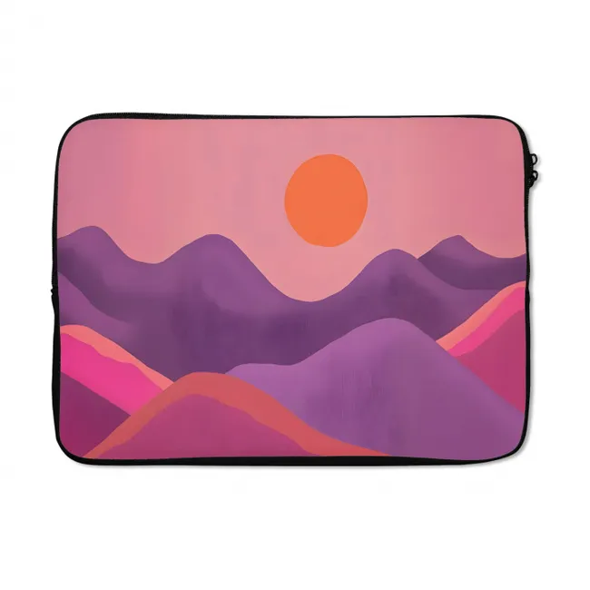 Laptophoes Zon - Heuvels - Paars - Abstract