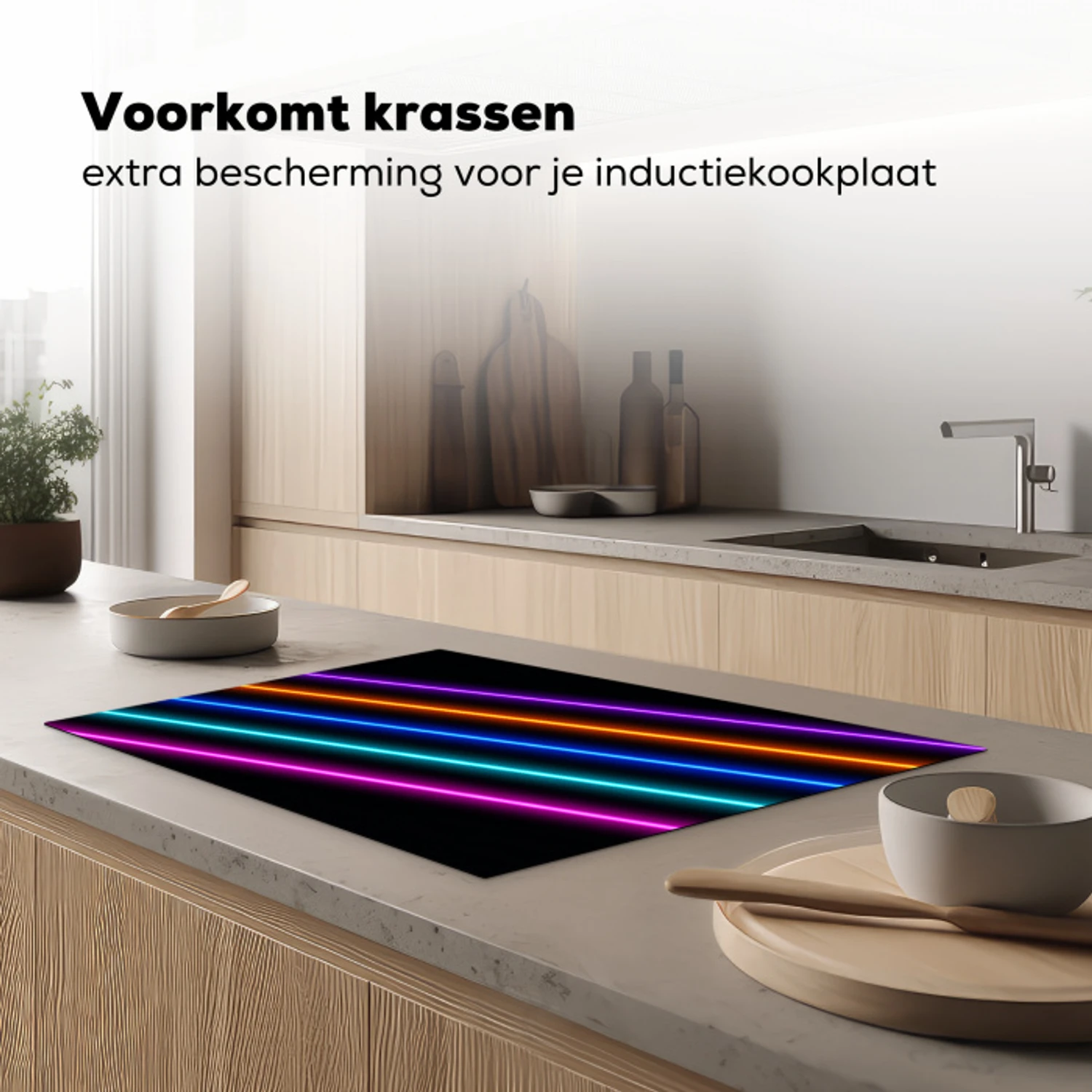 Esthetiek - Retro - Neon Inductie beschermer vinyl 3mm klein -sfeer1