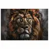 Leeuw - Dieren - Portret - Zwart - Luxe poster papier klein -3d